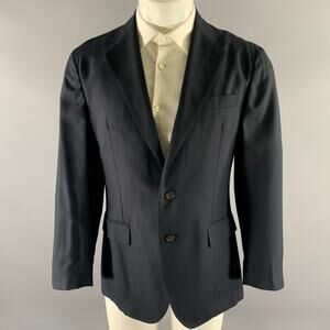 POLO Size 40 Navy Solid Wool Notch Lapel Sport Coat
